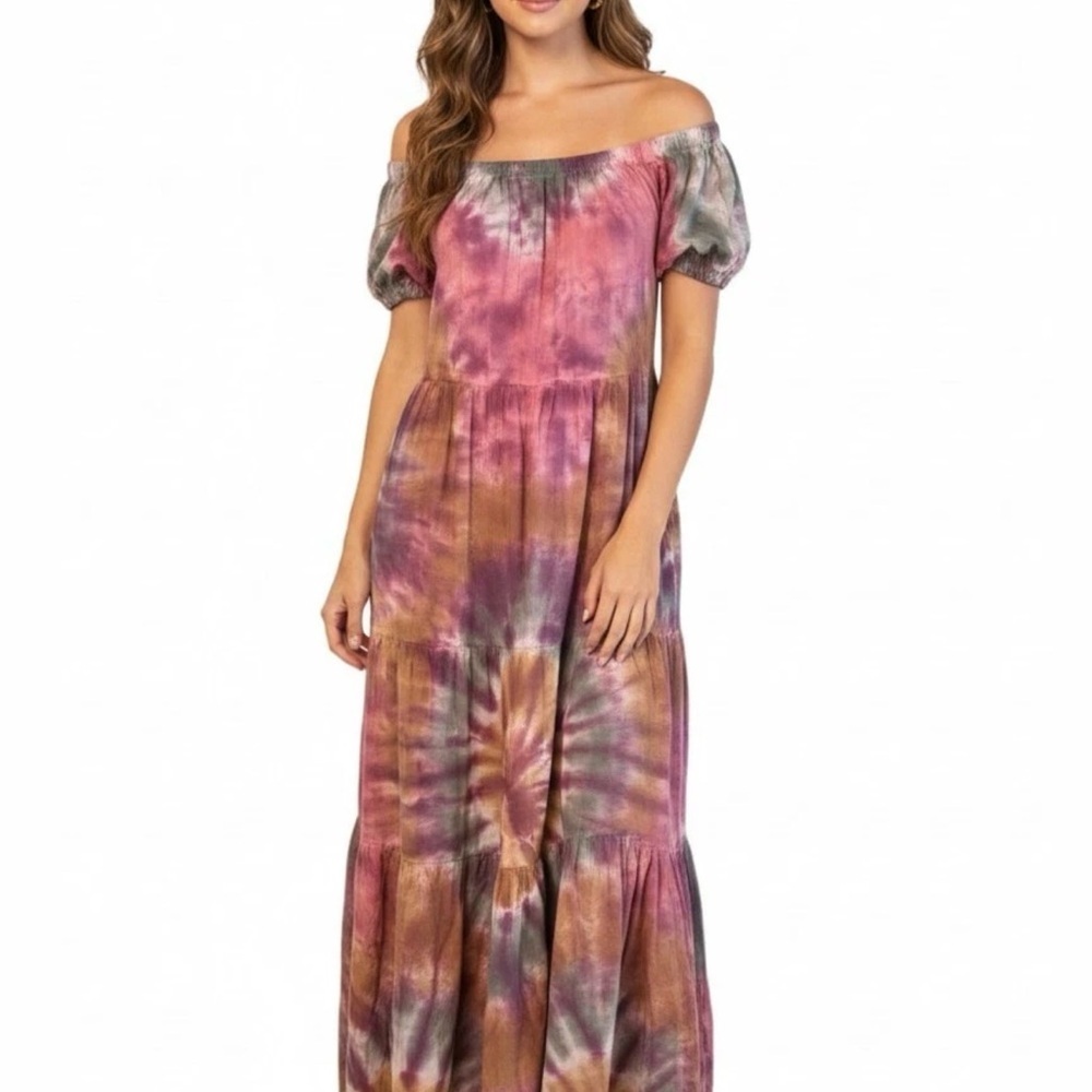 Young Fabulous & Broke Sunny Maxi Scuba Sunny Tie Dye Wash Dress Cotton Women XS